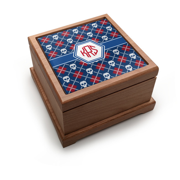 Custom Knitted Argyle & Skulls Pet Urn w/ Monogram