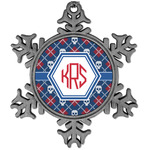 Knitted Argyle & Skulls Vintage Snowflake Ornament (Personalized)