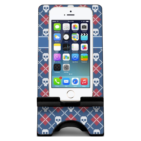 Knitted Argyle & Skulls Phone Stand w/ Phone