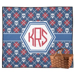 Knitted Argyle & Skulls Outdoor Picnic Blanket (Personalized)