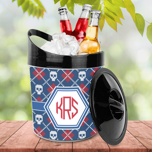 Knitted Argyle & Skulls Plastic Ice Bucket - LIFESTYLE