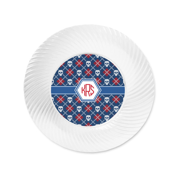 Knitted Argyle & Skulls Plastic Party Appetizer & Dessert Plates - Approval