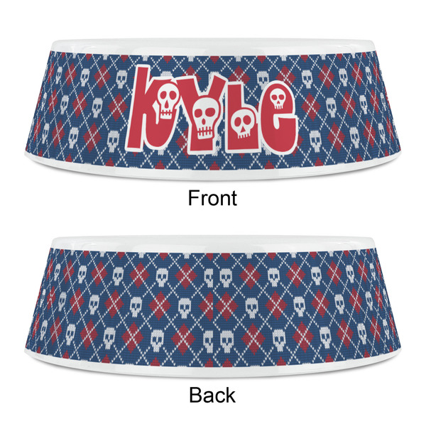 Knitted Argyle & Skulls Plastic Pet Bowls - Small - APPROVAL