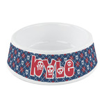 Knitted Argyle & Skulls Plastic Dog Bowl - Small (Personalized)