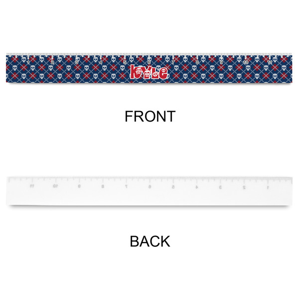 Knitted Argyle & Skulls Plastic Ruler - 12" - APPROVAL