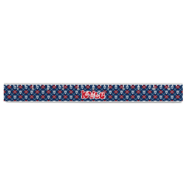 Knitted Argyle & Skulls Plastic Ruler - 12" - FRONT