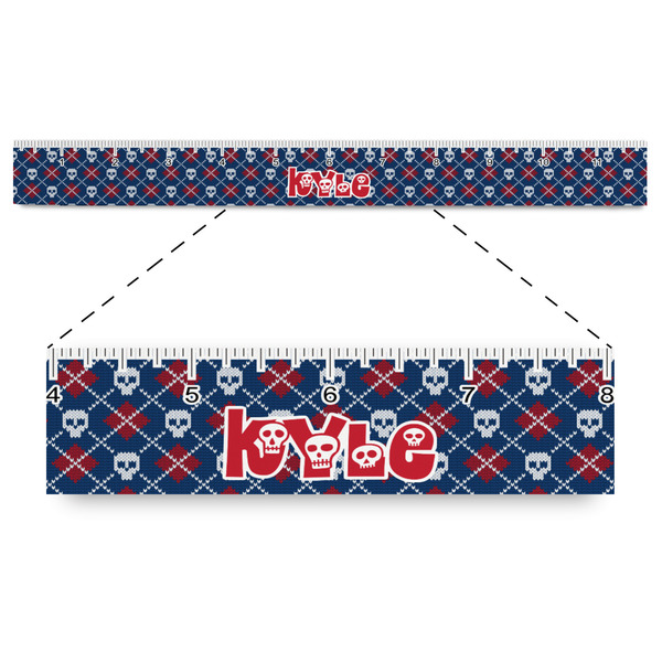 Custom Knitted Argyle & Skulls Plastic Ruler - 12" (Personalized)