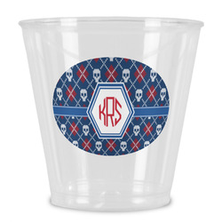 Knitted Argyle & Skulls Plastic Shot Glass (Personalized)