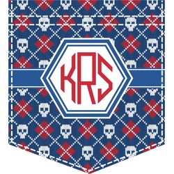 Knitted Argyle & Skulls Iron On Faux Pocket (Personalized)
