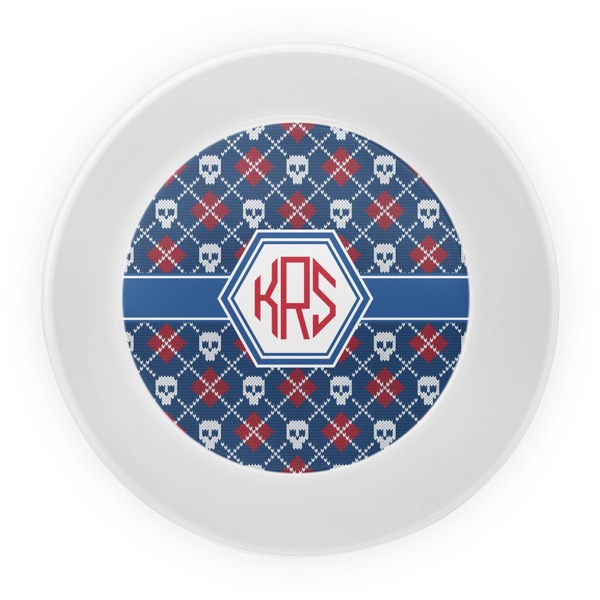 Knitted Argyle & Skulls Melamine Bowl - Center