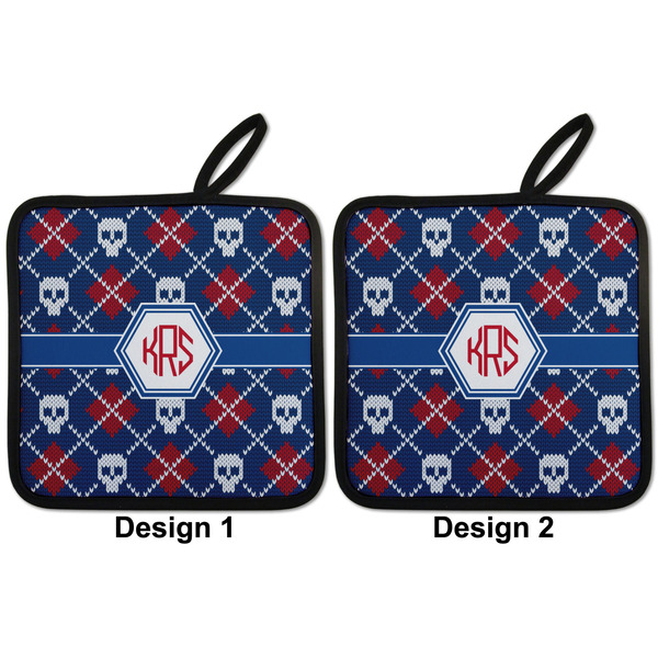 Knitted Argyle & Skulls Pot Holders - Set of 2 APPROVAL