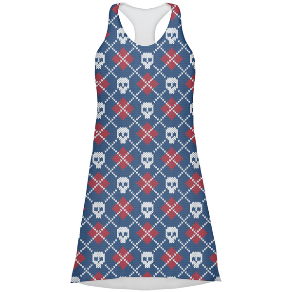 Custom Knitted Argyle & Skulls Racerback Dress - X Large