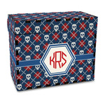 Knitted Argyle & Skulls Wood Recipe Box - Full Color Print (Personalized)