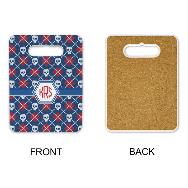 Knitted Argyle & Skulls Rectangle Trivet with Handle - APPROVAL