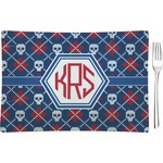 Knitted Argyle & Skulls Rectangular Glass Appetizer / Dessert Plate - Single or Set (Personalized)