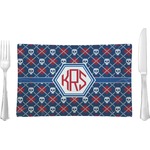 Knitted Argyle & Skulls Rectangular Glass Lunch / Dinner Plate - Single or Set (Personalized)