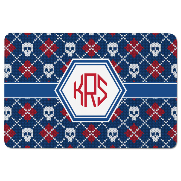 Knitted Argyle & Skulls Rectangular Fridge Magnet - FRONT