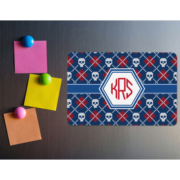 Knitted Argyle & Skulls Rectangular Fridge Magnet - LIFESTYLE