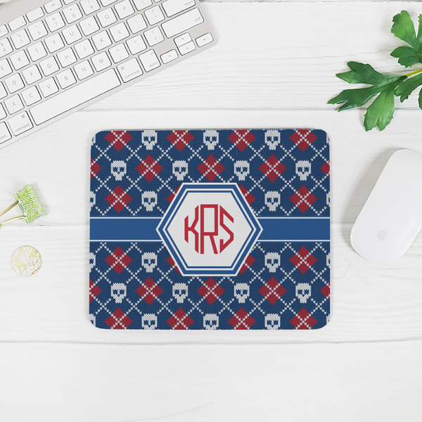 Knitted Argyle & Skulls Rectangular Mouse Pad - LIFESTYLE 2