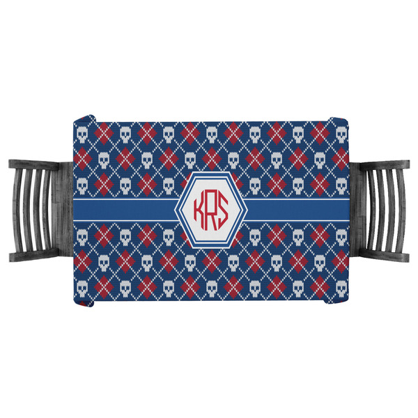 Custom Knitted Argyle & Skulls Tablecloth - 58"x58" (Personalized)