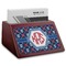 Knitted Argyle & Skulls Red Mahogany Business Card Holder - Angle