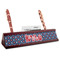 Knitted Argyle & Skulls Red Mahogany Nameplates with Business Card Holder - Angle