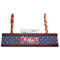 Knitted Argyle & Skulls Red Mahogany Nameplates with Business Card Holder - Straight