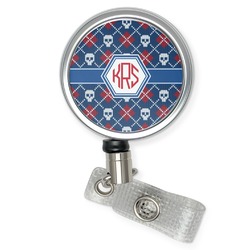 Knitted Argyle & Skulls Retractable Badge Reel (Personalized)