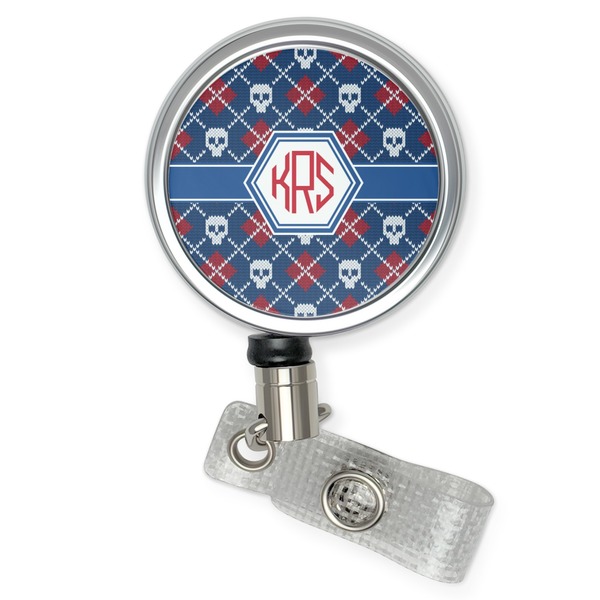 Custom Knitted Argyle & Skulls Retractable Badge Reel (Personalized)