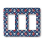Knitted Argyle & Skulls Rocker Style Light Switch Cover - Three Switch