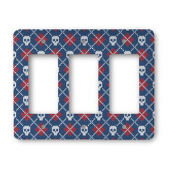 Knitted Argyle & Skulls Rocker Style Light Switch Cover - Three Switch