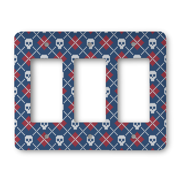 Knitted Argyle & Skulls Rocker Light Switch Covers - Triple - MAIN