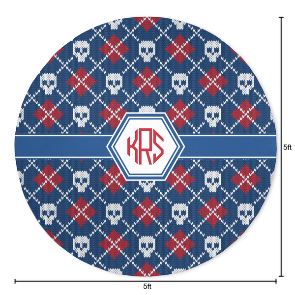 Knitted Argyle & Skulls Round Area Rug - Size