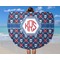 Knitted Argyle & Skulls Round Beach Towel - In Use