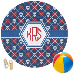 Knitted Argyle & Skulls Round Beach Towel (Personalized)