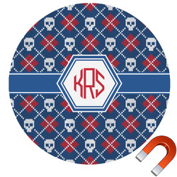 Knitted Argyle & Skulls Round Car Magnet - 10" (Personalized)