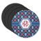 Knitted Argyle & Skulls Round Rubber Backed Coasters - Set of 4 (Personalized)