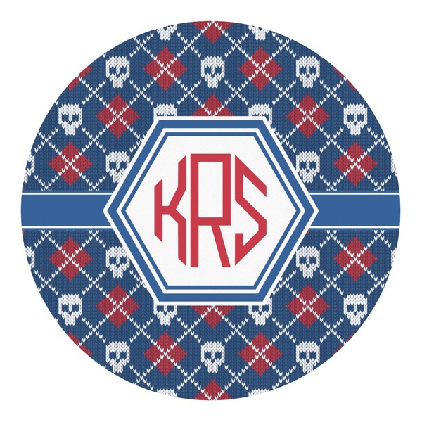 Custom Knitted Argyle & Skulls Round Decal - Small (Personalized)