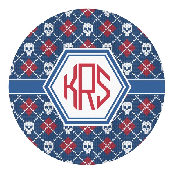 Custom Knitted Argyle & Skulls Round Decal - Medium (Personalized)