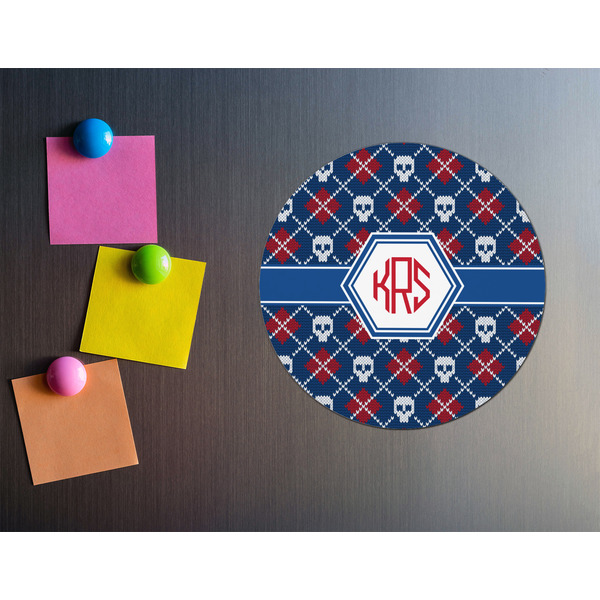 Knitted Argyle & Skulls Round Fridge Magnet - LIFESTYLE
