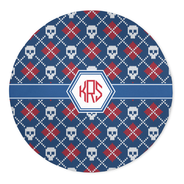 Custom Knitted Argyle & Skulls 5' Round Indoor Area Rug (Personalized)