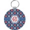 Knitted Argyle & Skulls Round Plastic Keychain (Personalized)