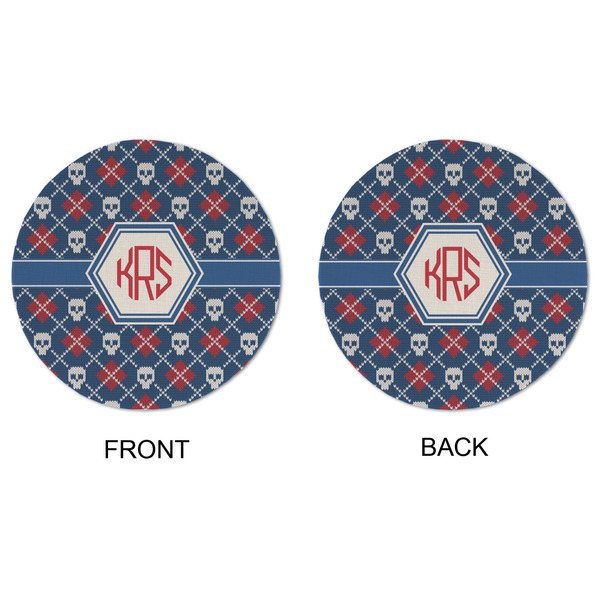 Knitted Argyle & Skulls Round Linen Placemats - APPROVAL (double sided)