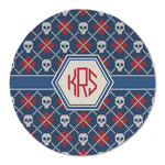 Knitted Argyle & Skulls Round Linen Placemat (Personalized)
