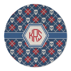 Knitted Argyle & Skulls Round Linen Placemat (Personalized)