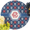 Knitted Argyle & Skulls Round Linen Placemats - Front (w flowers)
