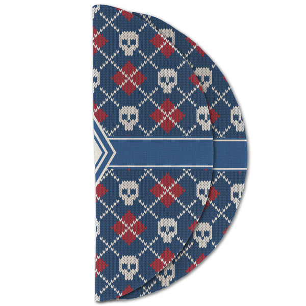 Knitted Argyle & Skulls Round Linen Placemats - HALF FOLDED (double sided)