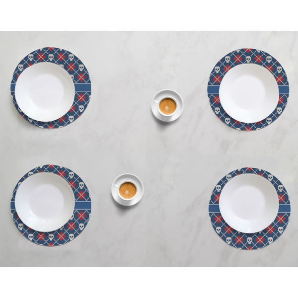 Knitted Argyle & Skulls Round Linen Placemats - LIFESTYLE (set of 4)