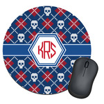 Knitted Argyle & Skulls Round Mouse Pad (Personalized)