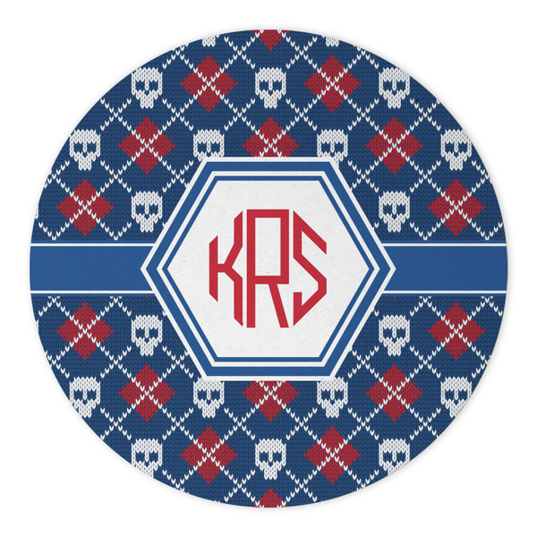 Knitted Argyle & Skulls Round Paper Coaster - Approval